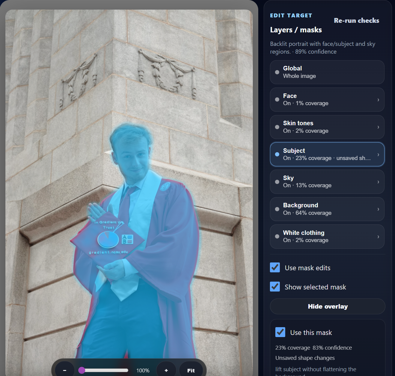 Subject-aware mask detection preview in ShutterColor